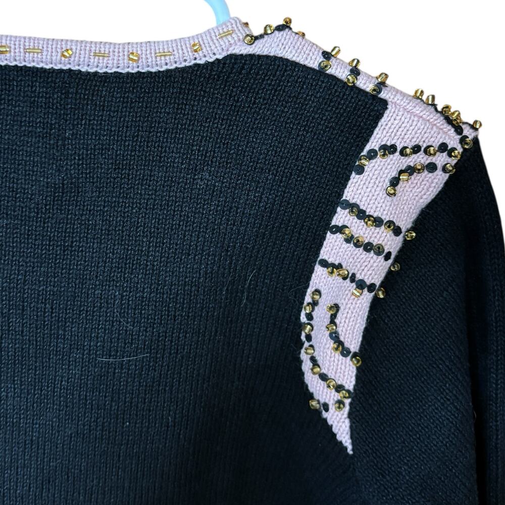 Storybook Knits Vintage Beaded Art Cardigan Jacket XS Cottagecore Boho Artwear - Picture 9 of 15